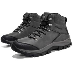 Outdoor Waterproof Non-slip Hiking Shoes For High-top Hiking (Option: Grey-44)